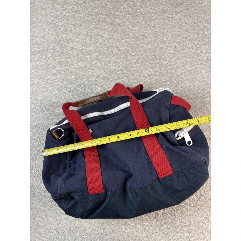 Hudson Sutler Canvas Duffel Bag Navy Red Monogram JMGS Leather‎ Handle Travel